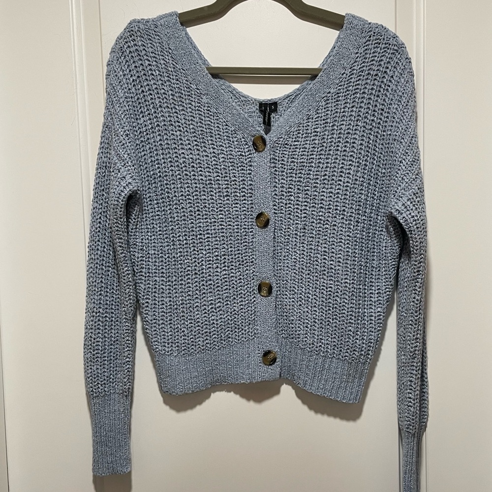 Gorge!  Moon & Madison Sky Blue Vneck Button Down Coquette Cardigan Cottagecore